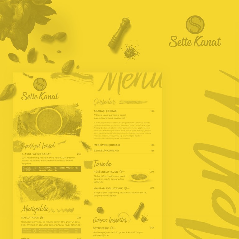 Sette Kanat Menu Tasarımı