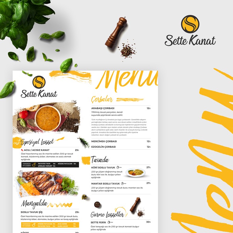 Sette Kanat Menu Tasarımı